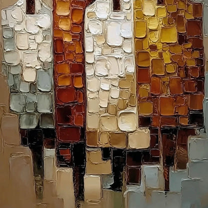 THE FELLOWSHIP: Textured Abstract Figurative Painting of Four Men | rolled canvas, ready for custom framing