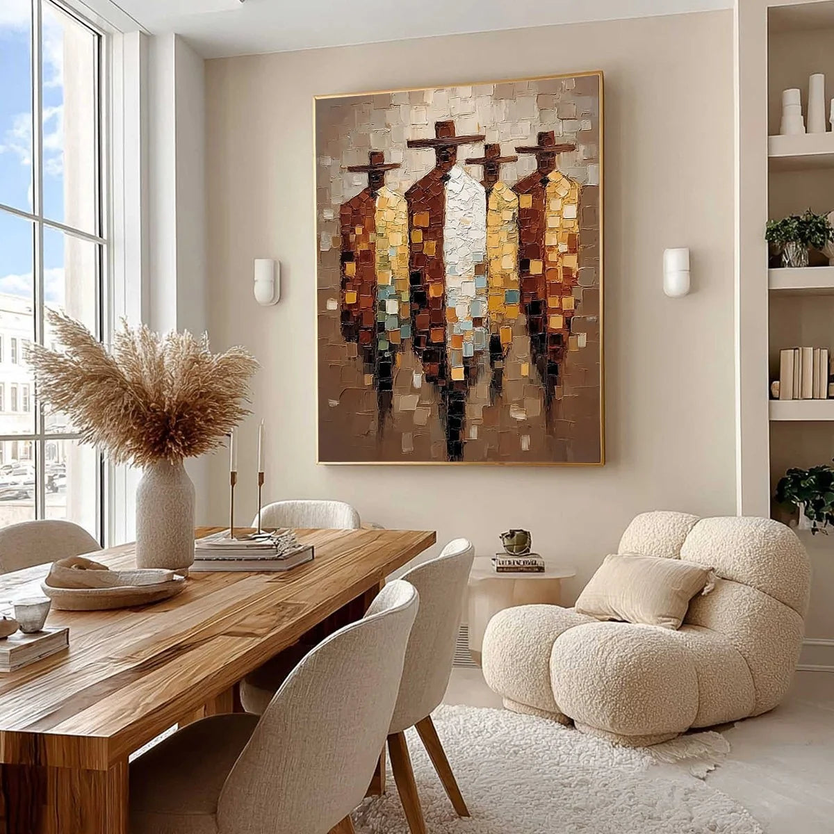 THE FELLOWSHIP: Textured Impasto Figurative Palette Knife Painting | Figurative mood, soft natural light studio shot