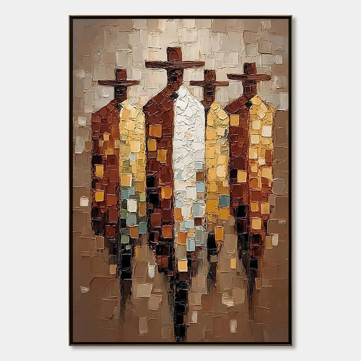 THE FELLOWSHIP: Textured Impasto Figurative Palette Knife Painting | hanging in living room, Figurative wall art
