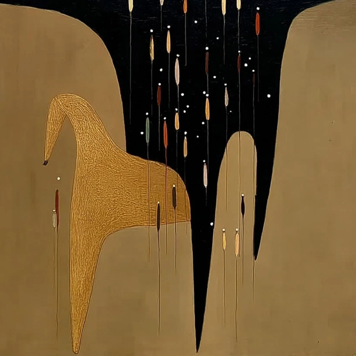 THE FERRYMAN'S PASSAGE: Vertical Abstract Figurative Wall Art | rolled canvas, ready for custom framing