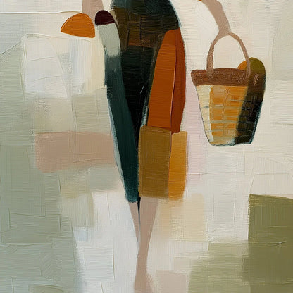 THE GATHERER: Textured Abstract Figurative Painting of a Woman | rolled canvas, ready for custom framing