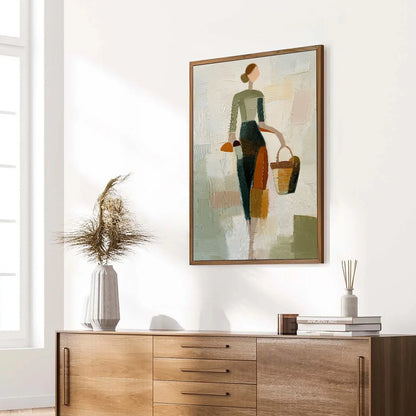 THE GATHERER: Textured Abstract Figurative Painting of a Woman | multi-color palette, original oil on stretched canvas art