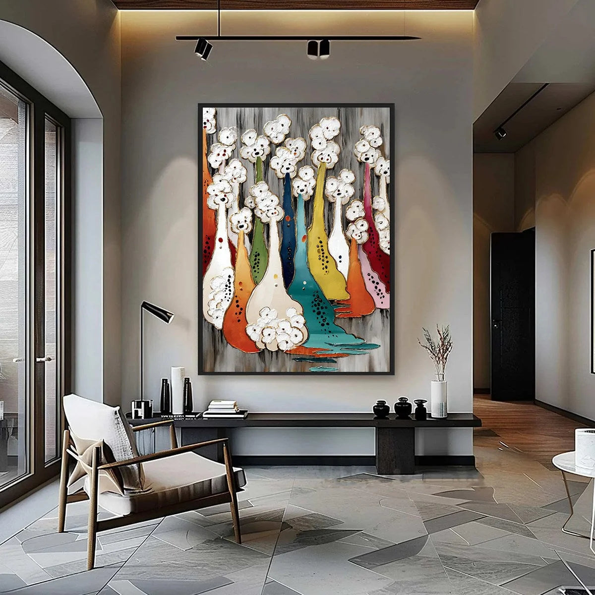 THE GATHERING: Colorful Textured Abstract Figurative Painting | Figurative closeup, raised brushwork detail
