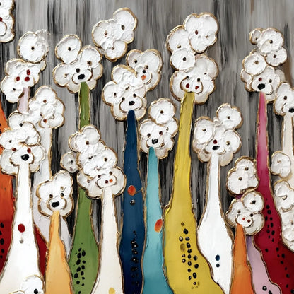 THE GATHERING: Colorful Textured Abstract Figurative Painting | rectangular format, hand-painted canvas edge