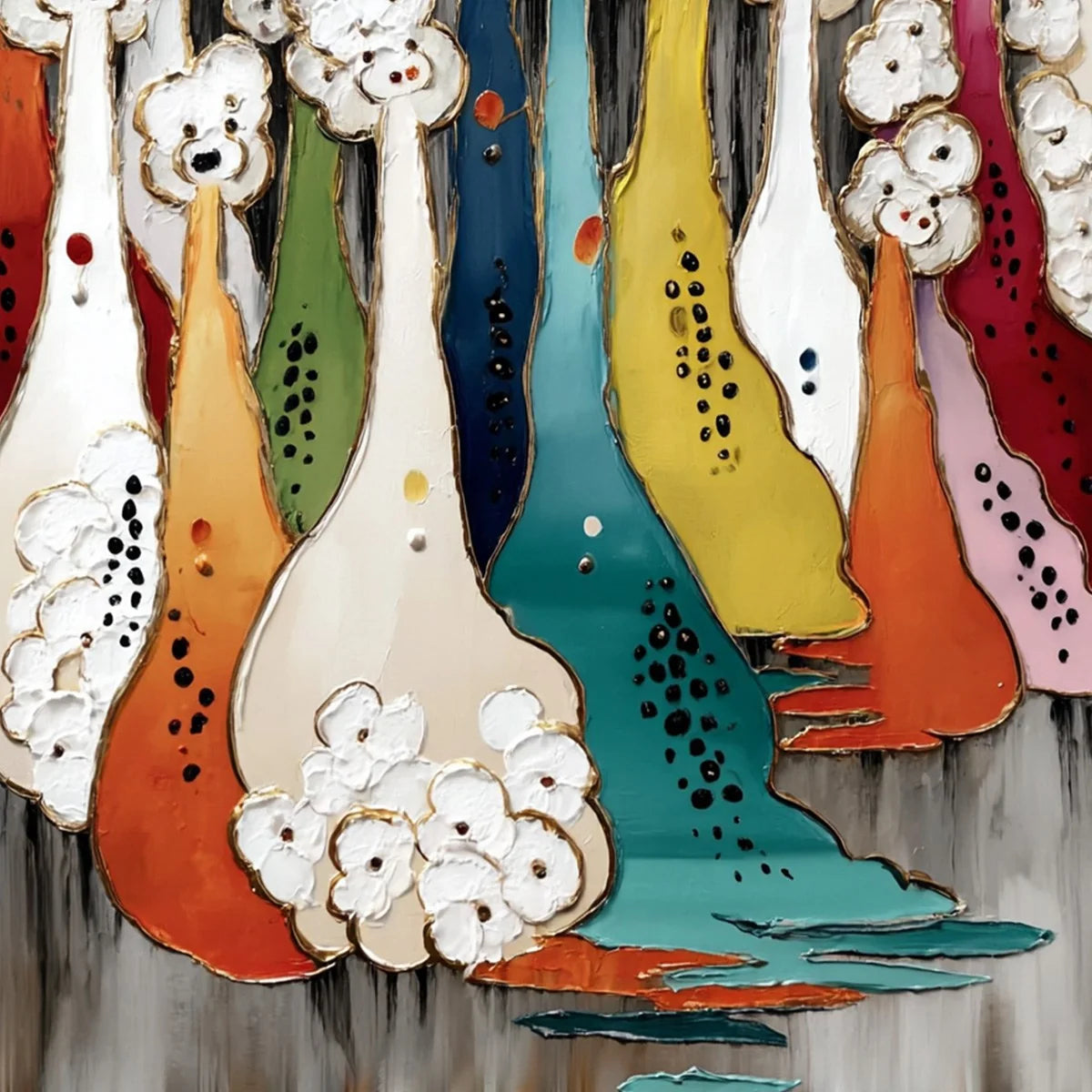 THE GATHERING: Colorful Textured Abstract Figurative Painting | rolled canvas, ready for custom framing