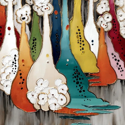 THE GATHERING: Colorful Textured Abstract Figurative Painting | rolled canvas, ready for custom framing