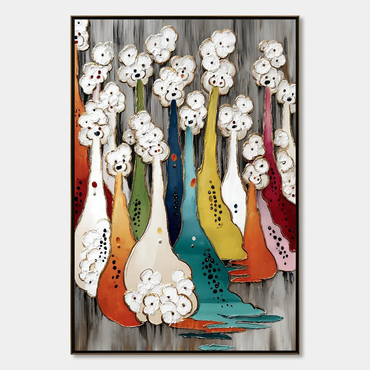 THE GATHERING: Colorful Textured Abstract Figurative Painting | hanging in living room, Figurative wall art
