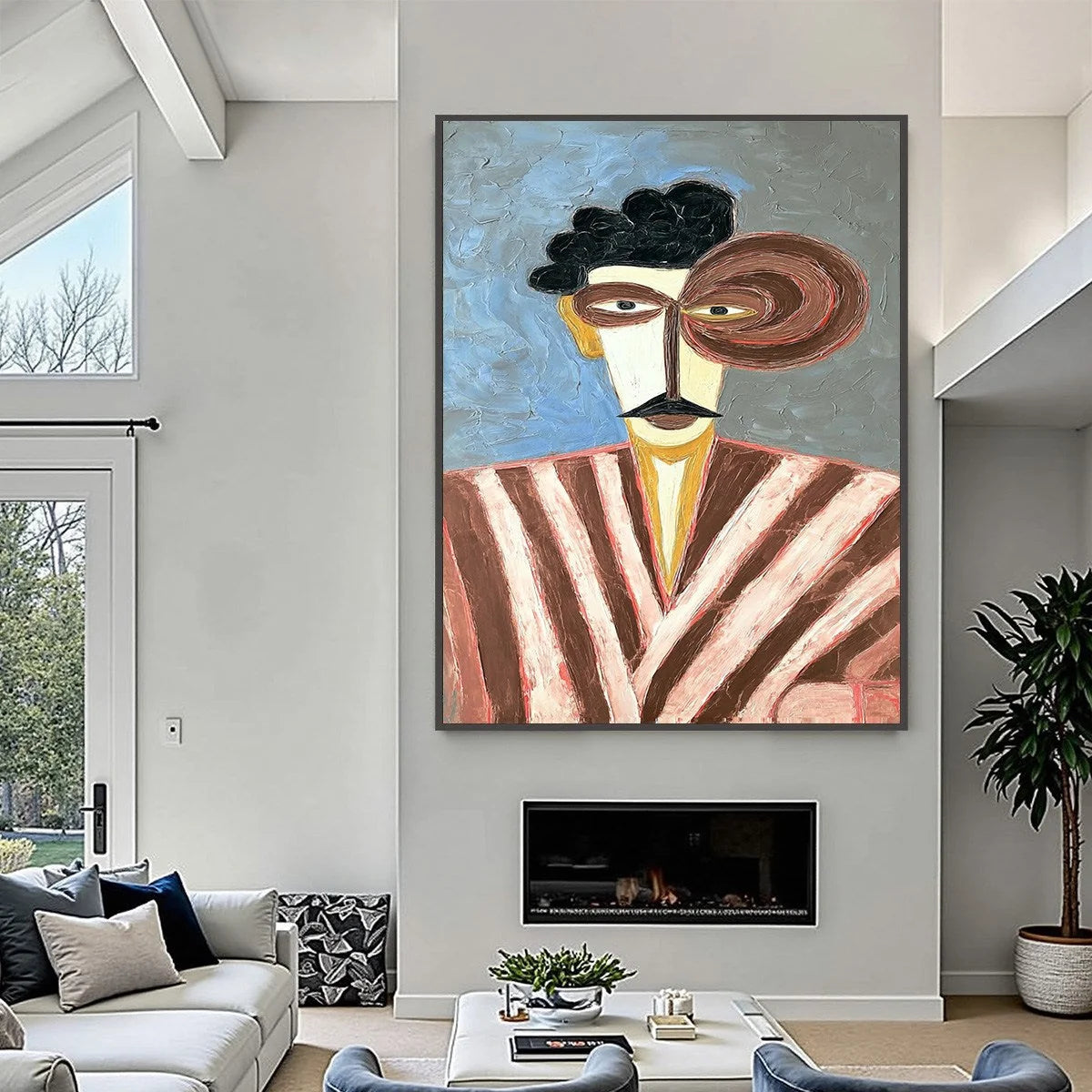 THE GENTLEMAN: Expressive Abstract Portrait Oil Painting for Modern Decor | Abstract closeup, raised brushwork detail