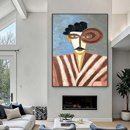 THE GENTLEMAN: Expressive Abstract Portrait Oil Painting for Modern Decor | Abstract closeup, raised brushwork detail