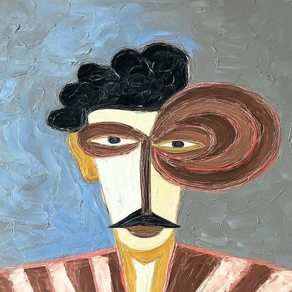 THE GENTLEMAN: Expressive Abstract Portrait Oil Painting for Modern Decor | rectangular format, hand-painted canvas edge