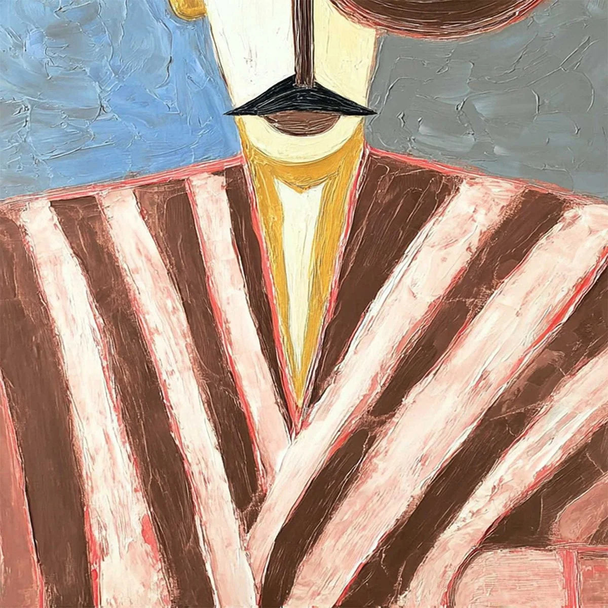 THE GENTLEMAN: Expressive Abstract Portrait Oil Painting for Modern Decor | rolled canvas, ready for custom framing