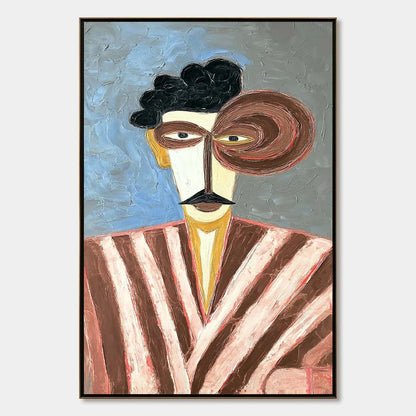 THE GENTLEMAN: Expressive Abstract Portrait Oil Painting for Modern Decor | hanging in living room, Abstract wall art