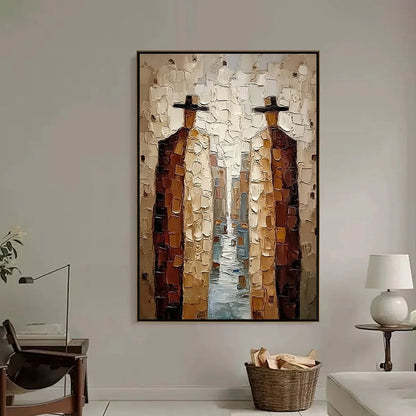 THE JOURNEYMEN: Textured Figurative Impasto Painting | Figurative closeup, raised brushwork detail