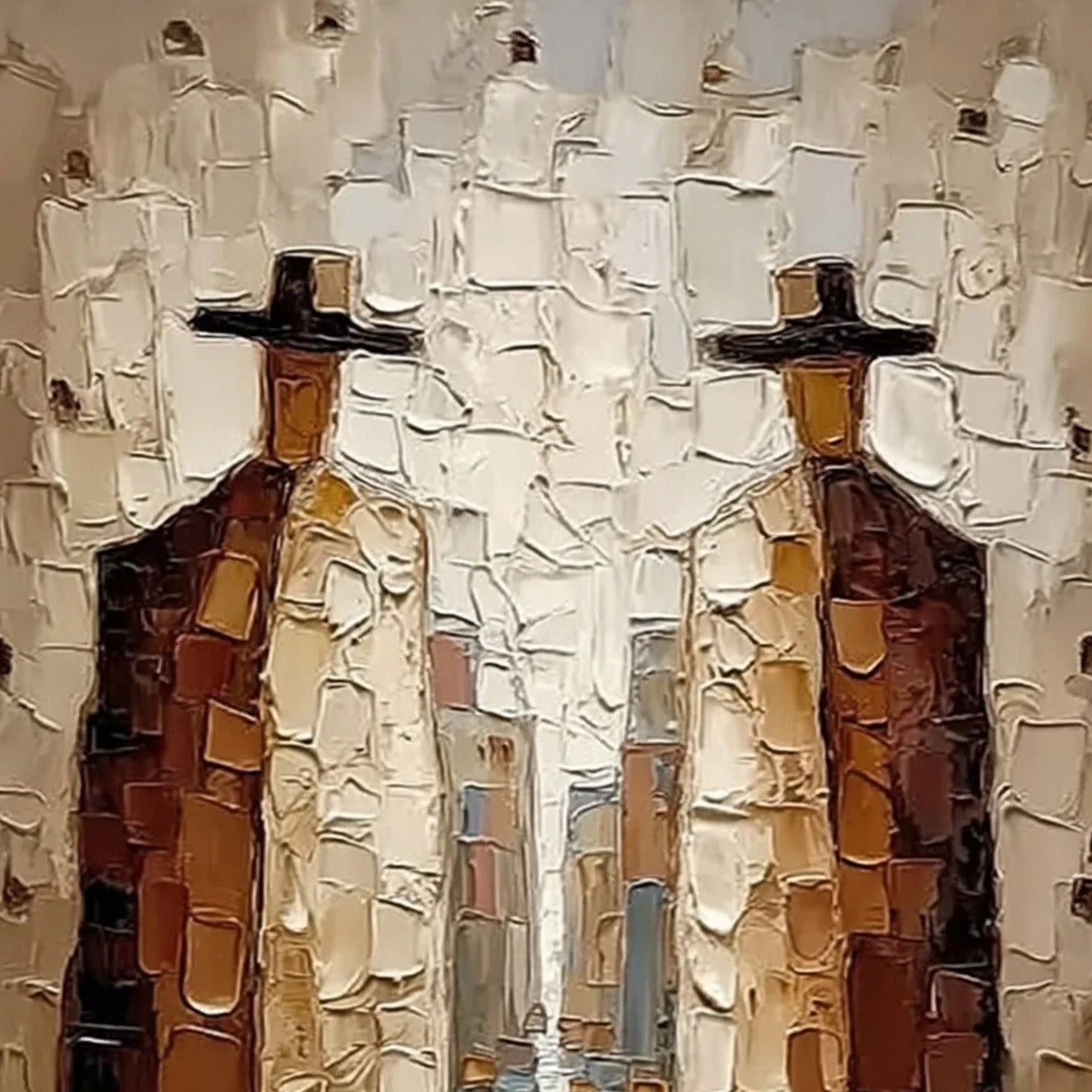 THE JOURNEYMEN: Textured Figurative Impasto Painting | rectangular format, hand-painted canvas edge