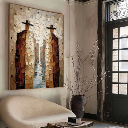 THE JOURNEYMEN: Textured Figurative Impasto Painting | multi-color palette, original oil on stretched canvas art