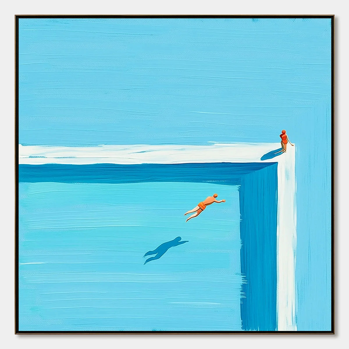 THE LEAP: Minimalist Art of a Summer Pool Dive | hanging in living room, Minimalist wall art