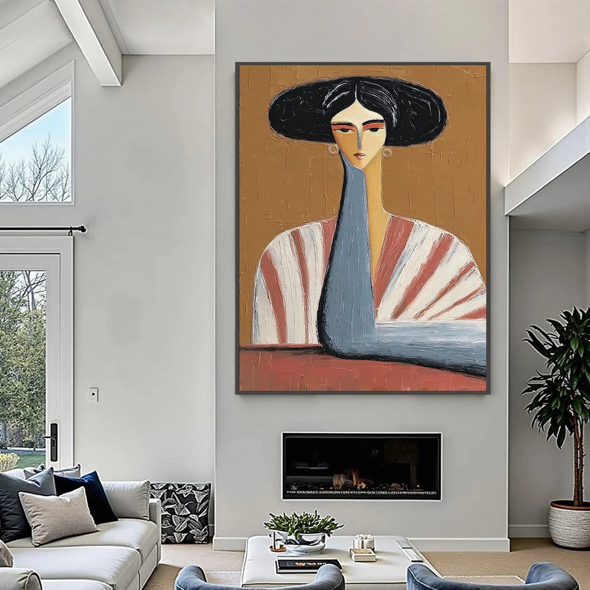 THE MUSE: Textured Figurative Portrait Oil Painting for Modern Decor | Figurative closeup, raised brushwork detail