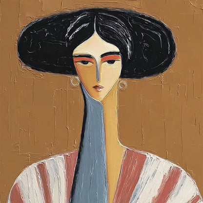 THE MUSE: Textured Figurative Portrait Oil Painting for Modern Decor | rectangular format, hand-painted canvas edge