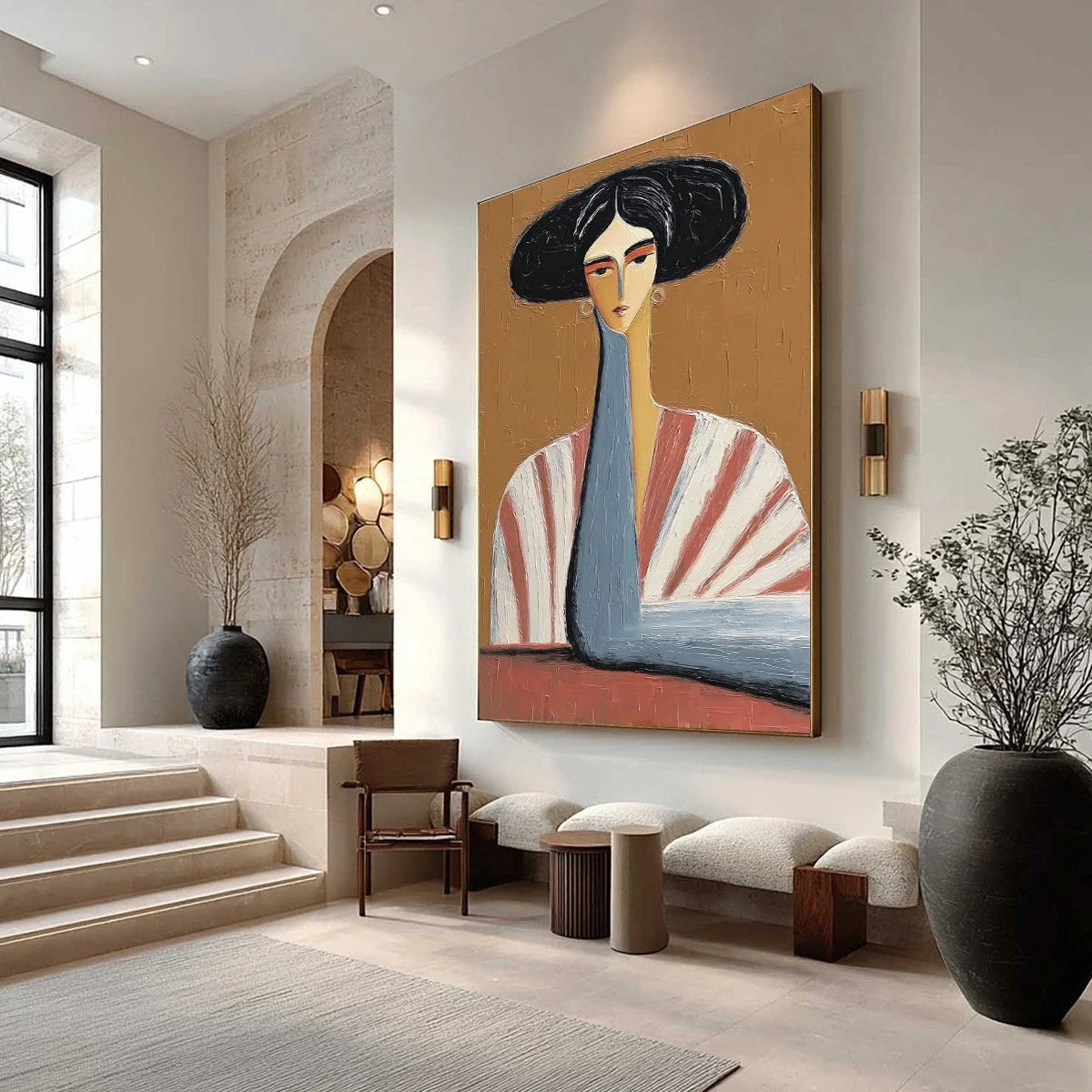 THE MUSE: Textured Figurative Portrait Oil Painting for Modern Decor | Figurative mood, soft natural light studio shot