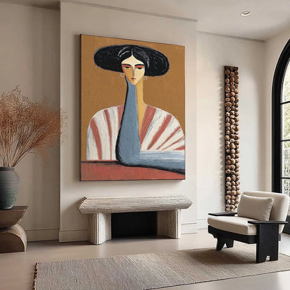 THE MUSE: Textured Figurative Portrait Oil Painting for Modern Decor | multi-color palette, original oil on stretched canvas art