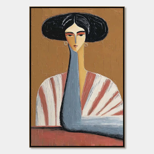 THE MUSE: Textured Figurative Portrait Oil Painting for Modern Decor | hanging in living room, Figurative wall art