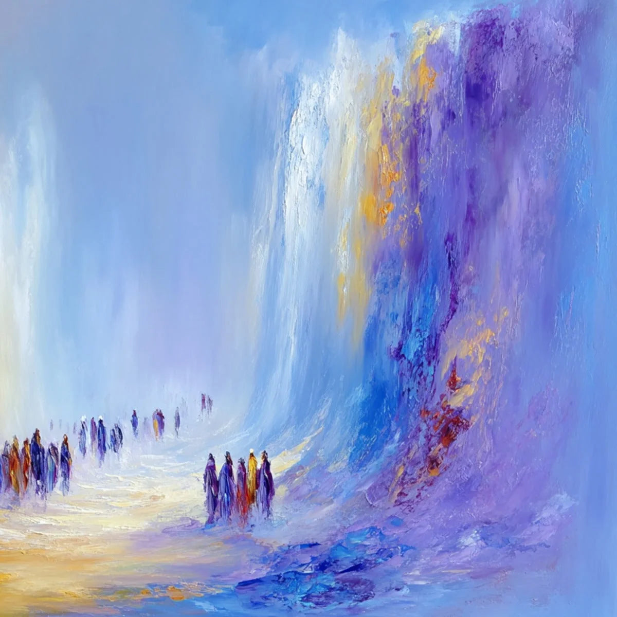 THE PASSAGE: Epic Journey Abstract Impasto Palette Knife Painting | rectangular format, hand-painted canvas edge