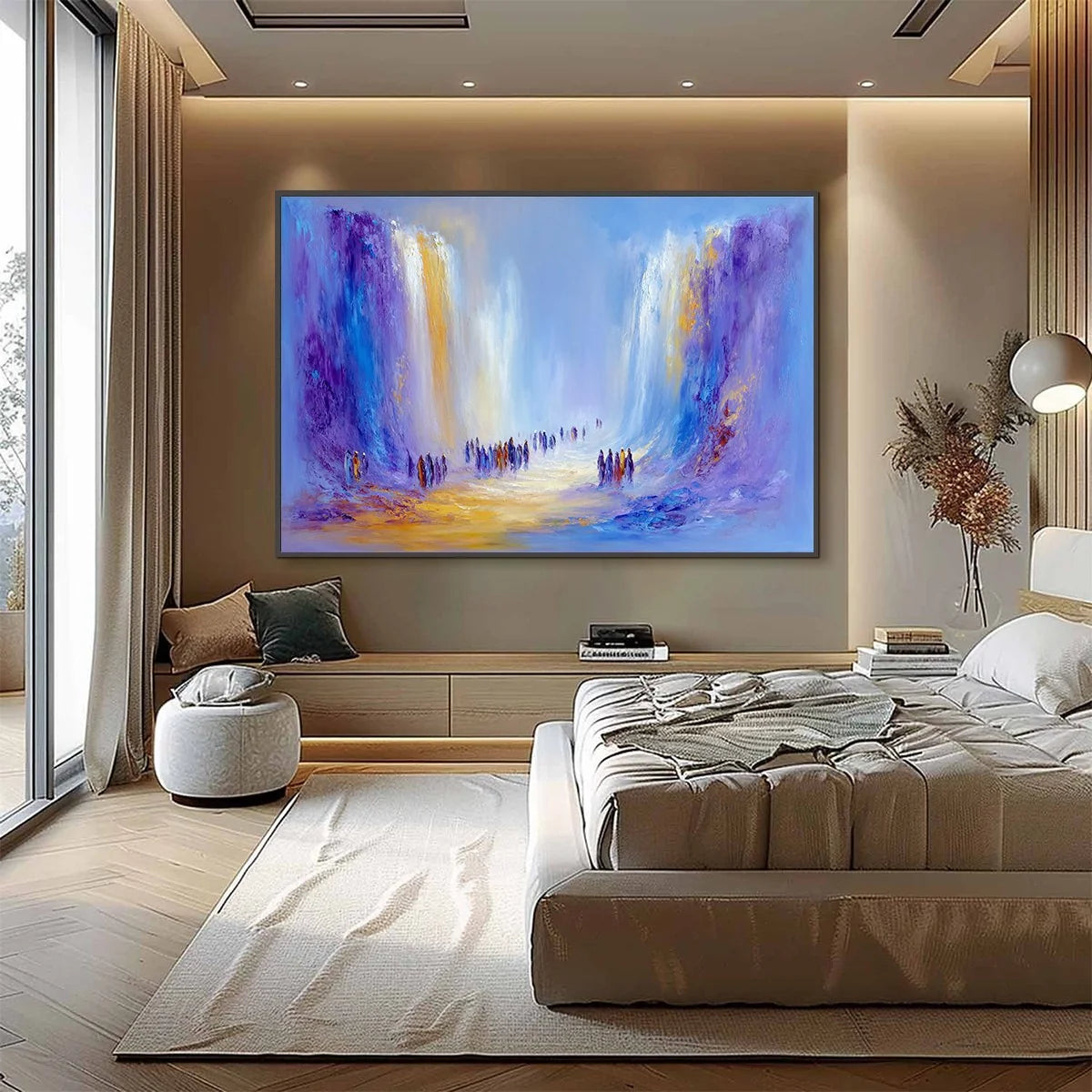 THE PASSAGE: Epic Journey Abstract Impasto Palette Knife Painting | black frame version on white wall