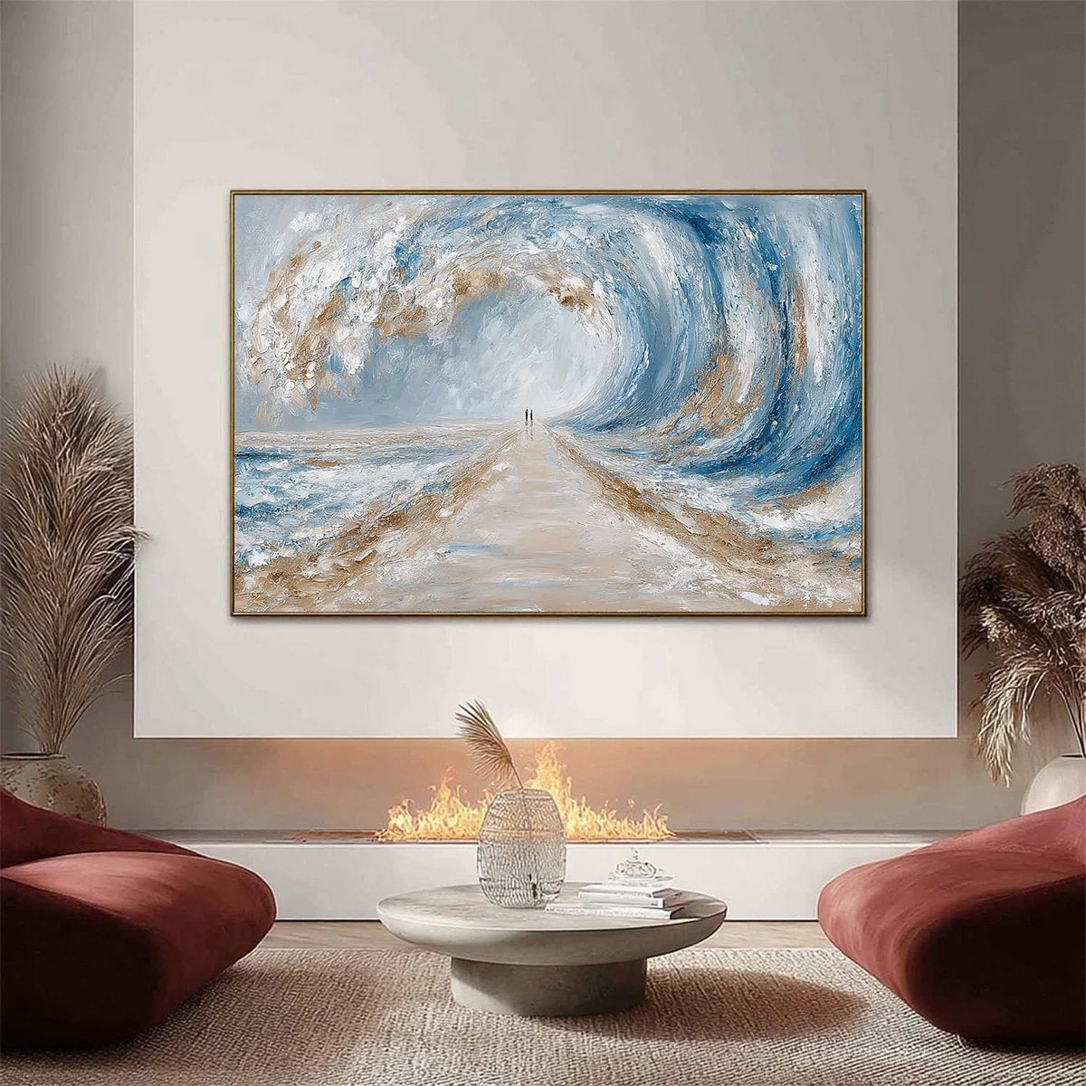THE PATH WITHIN THE TIDE: Large Textured Abstract Seascape Painting | Abstract closeup, raised brushwork detail