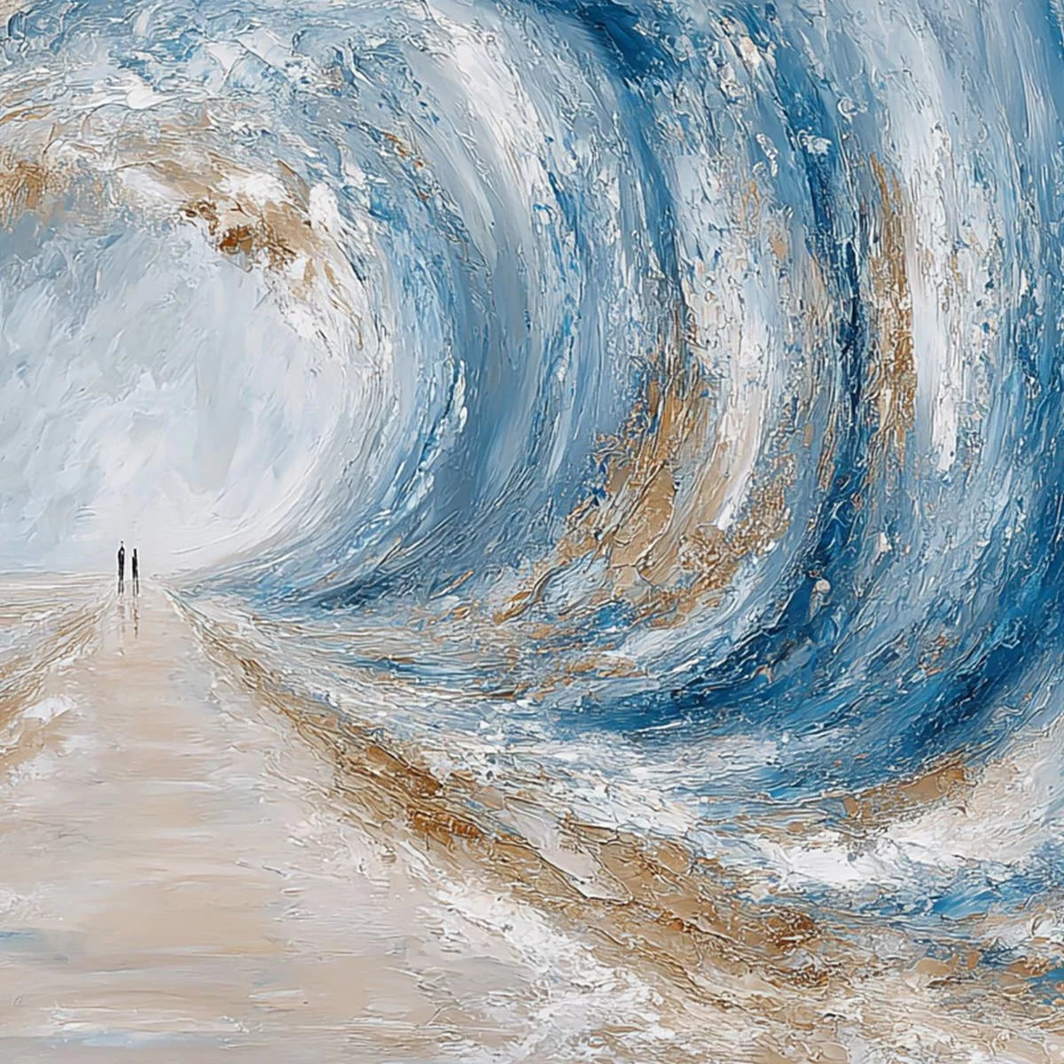 THE PATH WITHIN THE TIDE: Large Textured Abstract Seascape Painting | rectangular format, hand-painted canvas edge