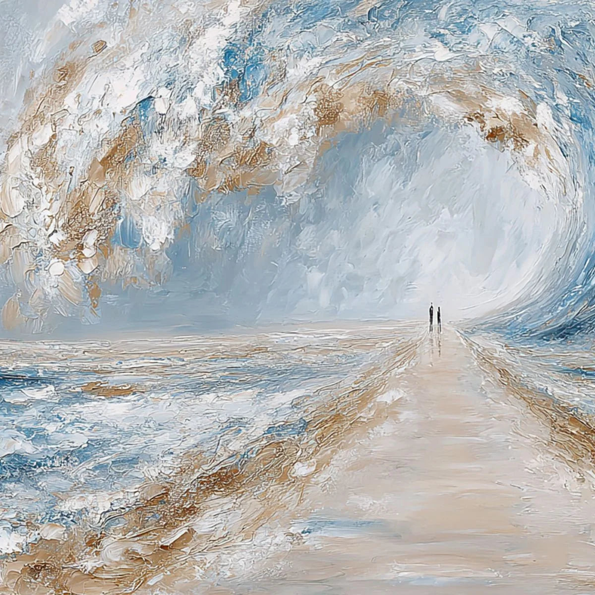 THE PATH WITHIN THE TIDE: Large Textured Abstract Seascape Painting | rolled canvas, ready for custom framing
