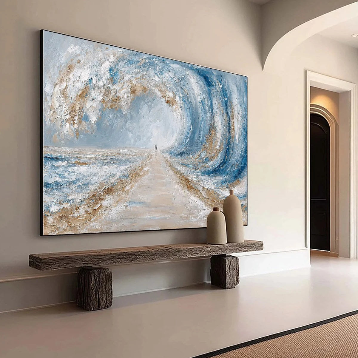 THE PATH WITHIN THE TIDE: Large Textured Abstract Seascape Painting | multi-color palette, original oil on stretched canvas art