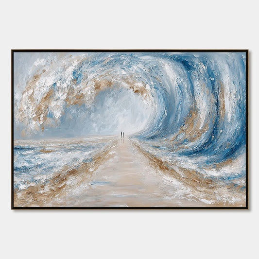 THE PATH WITHIN THE TIDE: Large Textured Abstract Seascape Painting | hanging in living room, Abstract wall art