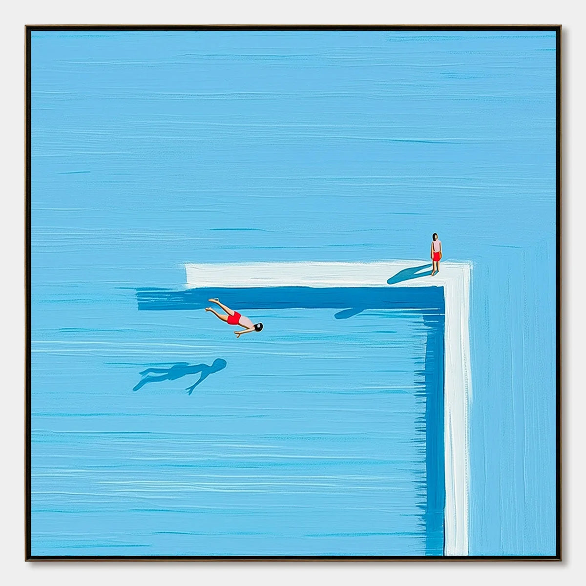 THE PLUNGE: Minimalist Modern Art of a Summer Pool Scene | hanging in living room, Minimalist wall art