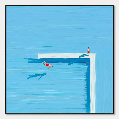 THE PLUNGE: Minimalist Modern Art of a Summer Pool Scene | hanging in living room, Minimalist wall art