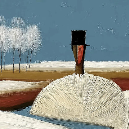 THE SILENT JOURNEY: Textured Wabi Sabi Abstract Landscape Painting | rectangular format, hand-painted canvas edge