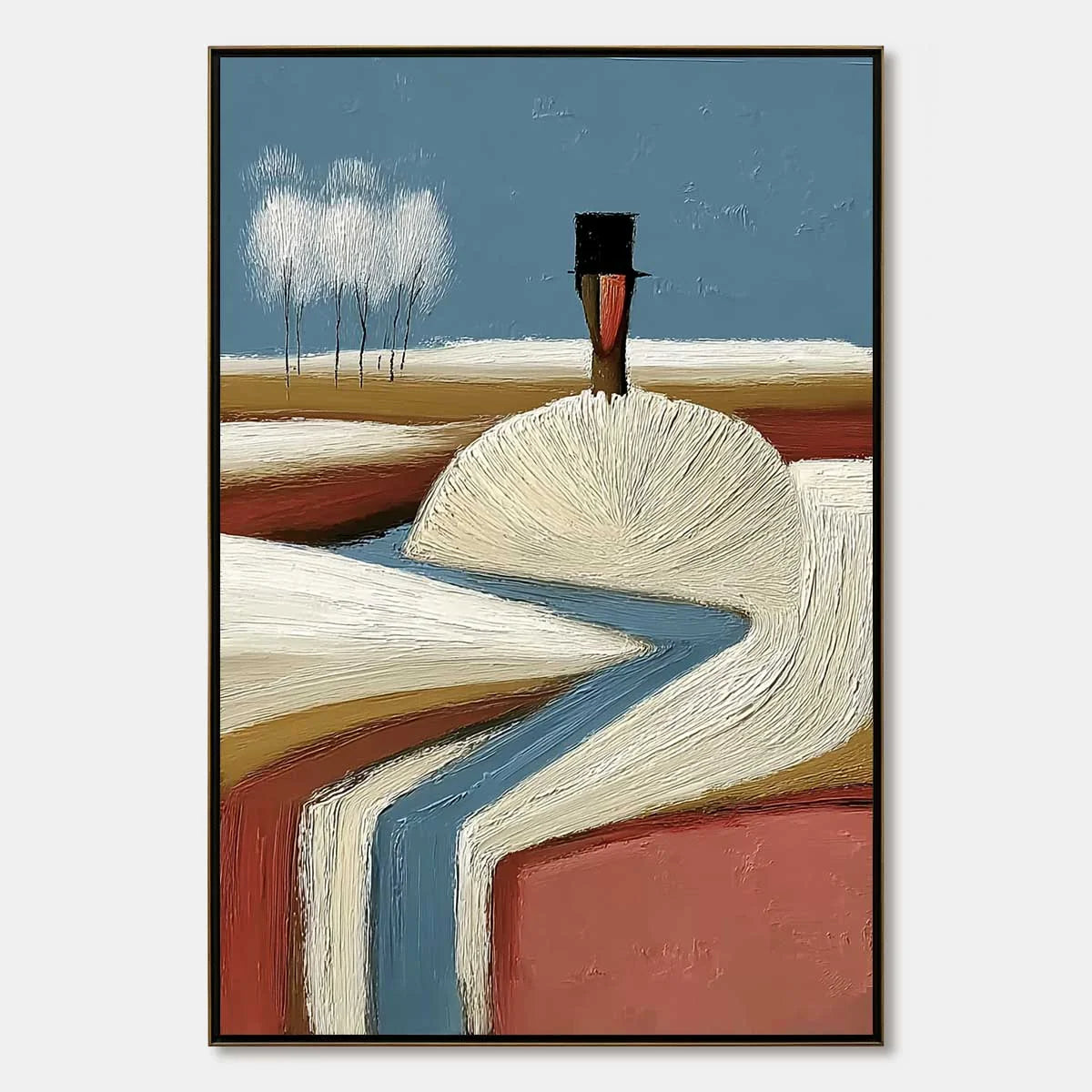 THE SILENT JOURNEY: Textured Wabi Sabi Abstract Landscape Painting | hanging in living room, Abstract wall art