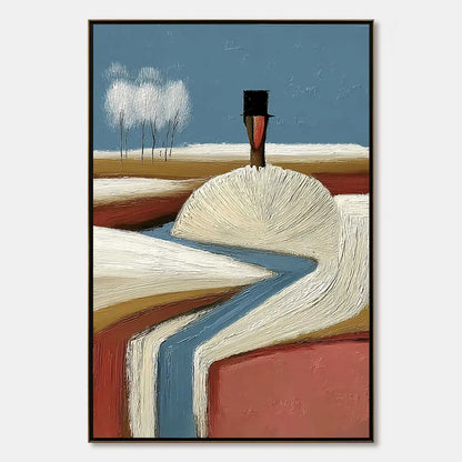 THE SILENT JOURNEY: Textured Wabi Sabi Abstract Landscape Painting | hanging in living room, Abstract wall art