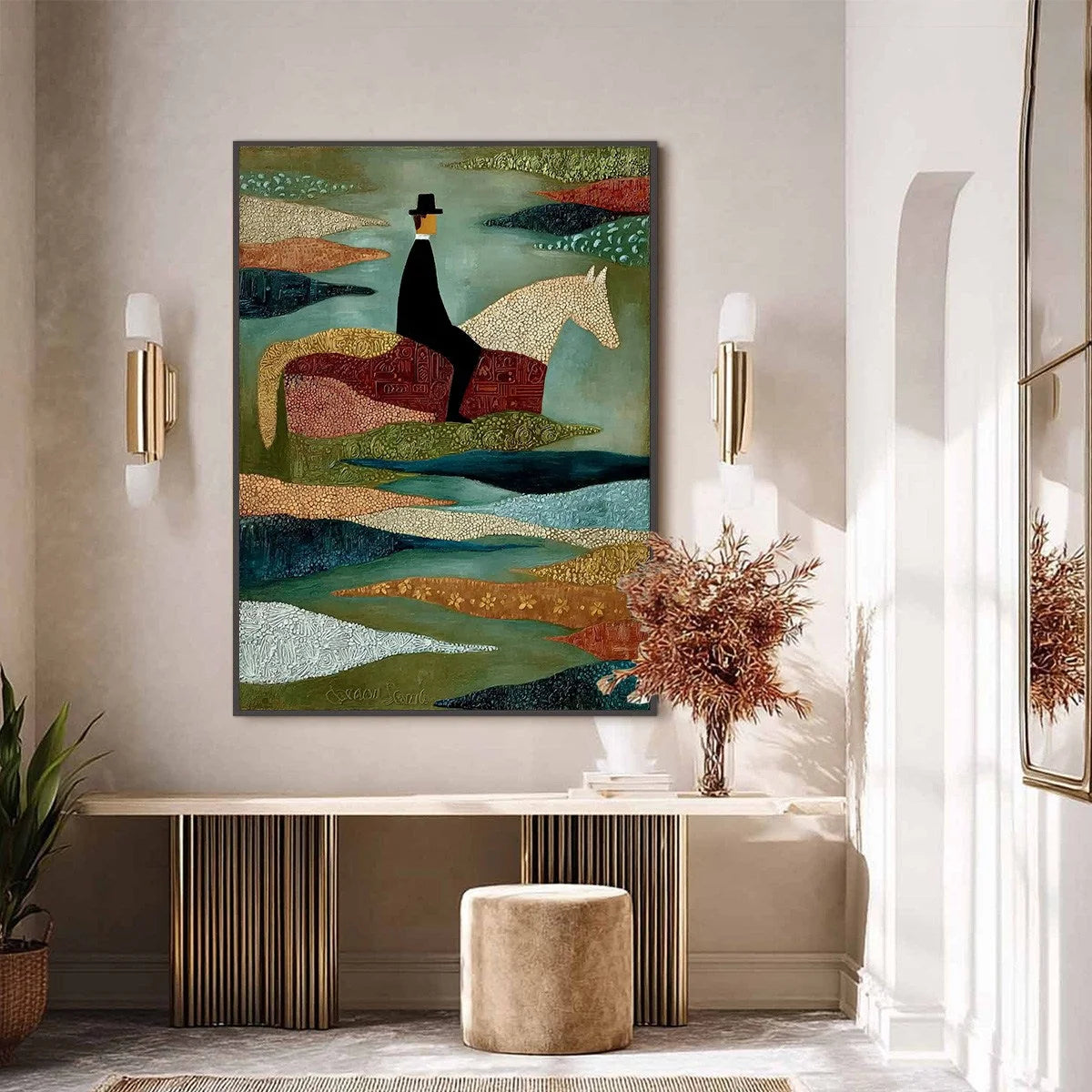 THE SOJOURNER: Textured Figurative Painting of a Rider on Horseback | Figurative closeup, raised brushwork detail