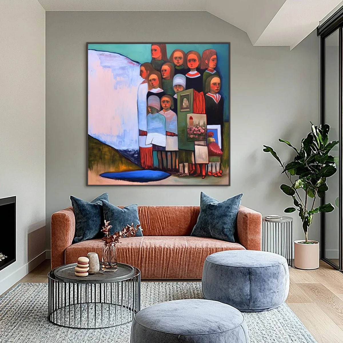 THE STORYKEEPERS: Colorful Figurative Painting of a Generational Gathering | Figurative closeup, raised brushwork detail