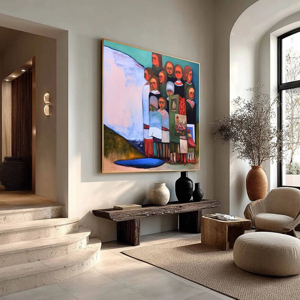 THE STORYKEEPERS: Colorful Figurative Painting of a Generational Gathering | multi-color palette, original oil on stretched canvas art