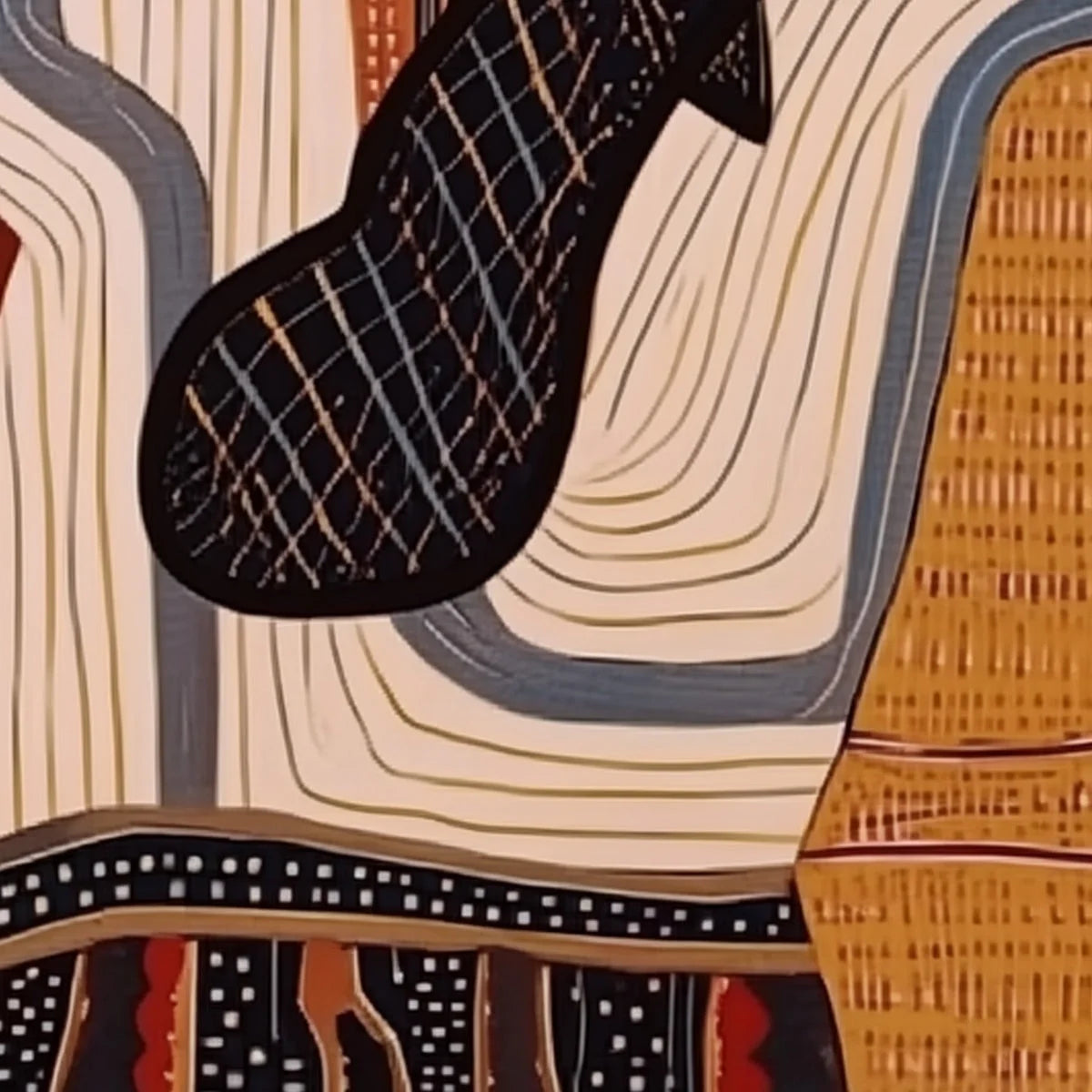 THE STORYTELLER: Abstract Figurative Portrait Painting with Earth Tones | rectangular format, hand-painted canvas edge