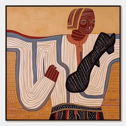 THE STORYTELLER: Abstract Figurative Portrait Painting with Earth Tones | hanging in living room, Figurative wall art