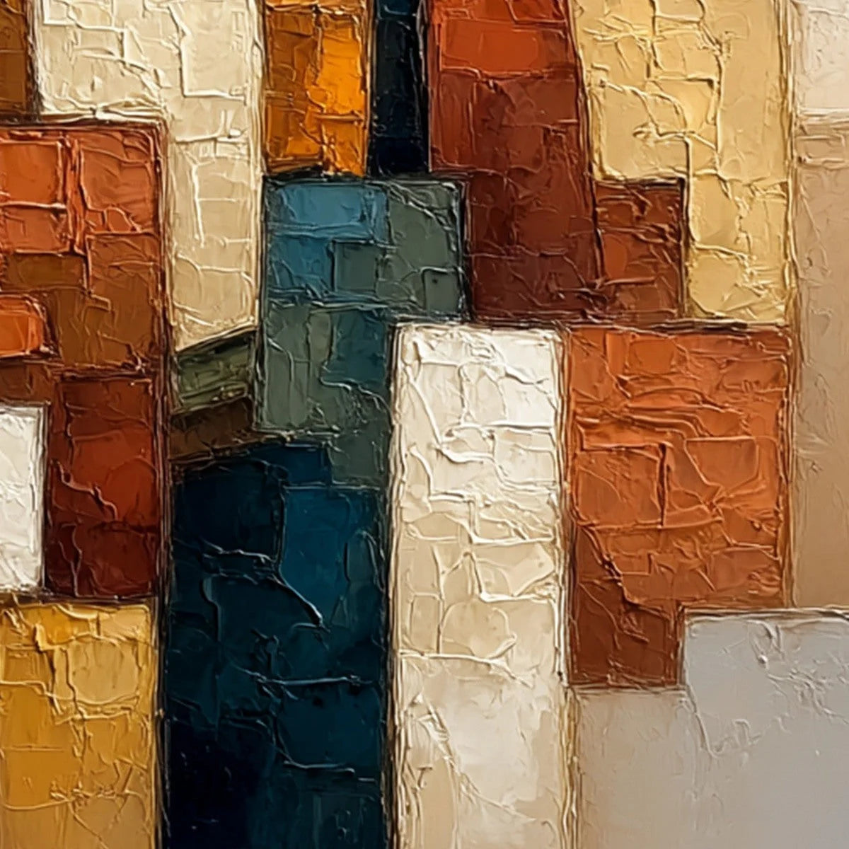 THE TRIAD: Textured Geometric Figurative Portrait Painting | rectangular format, hand-painted canvas edge