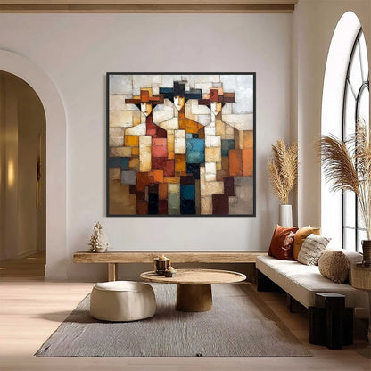 THE TRIAD: Textured Abstract Figurative Oil Painting | Figurative closeup, raised brushwork detail