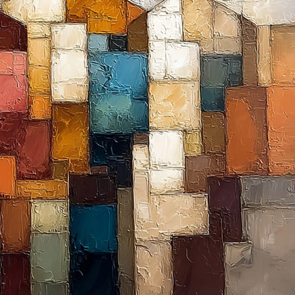 THE TRIAD: Textured Abstract Figurative Oil Painting | rectangular format, hand-painted canvas edge