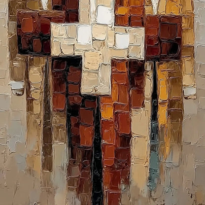 THE TRIAD: Textured Impasto Painting of Abstract Figures | rolled canvas, ready for custom framing