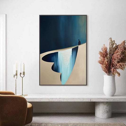 THE VERGE: Minimalist Abstract Painting of a Figure and Chasm
