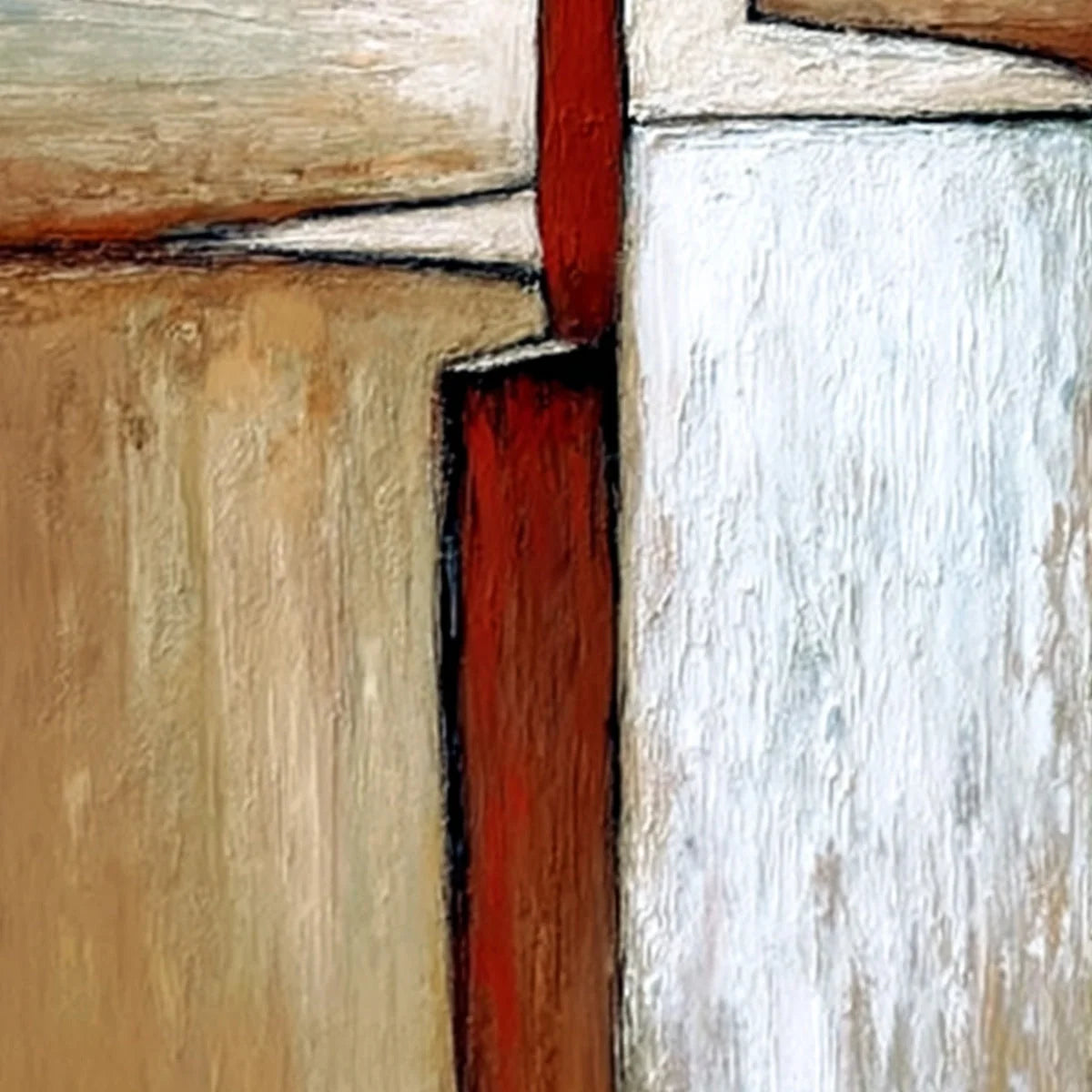 THE VOYAGER: Textured Minimalist Painting of a Solitary Figure | rectangular format, hand-painted canvas edge