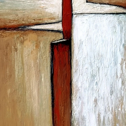 THE VOYAGER: Textured Minimalist Painting of a Solitary Figure | rectangular format, hand-painted canvas edge