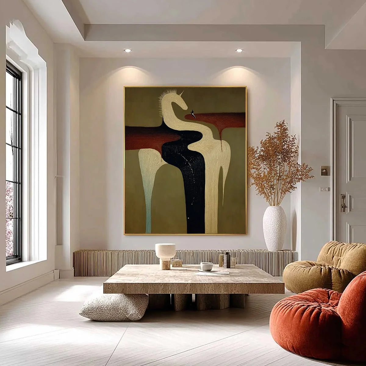 THE VOYAGER'S STEED: Textured Abstract Unicorn Painting for Modern Decor | Abstract closeup, raised brushwork detail